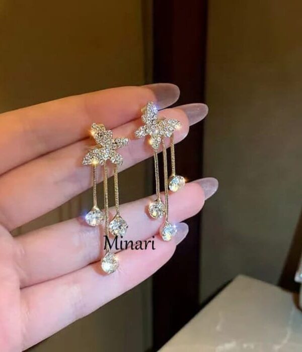 White Diamond Long Earrings – Anti-Tarnish Finish Earrings for Women Fashion Stylish Anti Tarnish Earrings For Girls