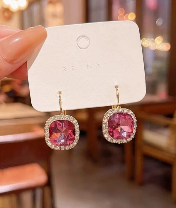 Pink Diamond Earrings – Anti-Tarnish Finish Earrings for Women Fashion Stylish Anti Tarnish Earrings For Girls