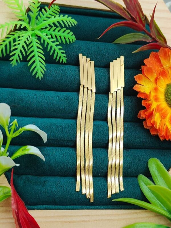 Riva Gold 22K Gold Platted Stainless Steel Tarnish free waterproof Long Earrings for Women and Girls