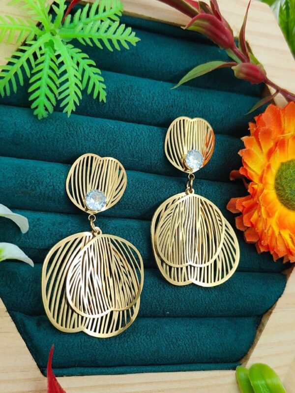 Riva Rose Gold 22K Gold Platted Stainless Steel Tarnish free waterproof Hanging Earrings for Women and Girls